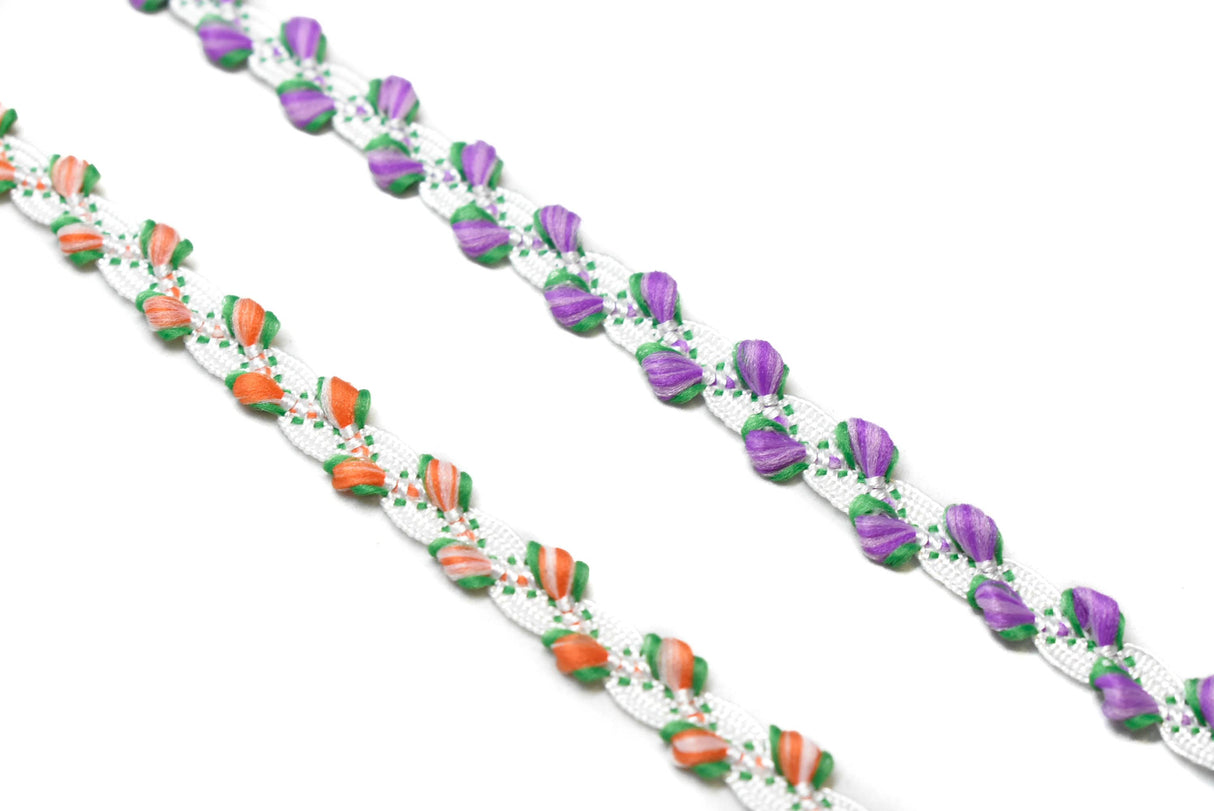 Floral Gimp Trim 0.38" White Tape