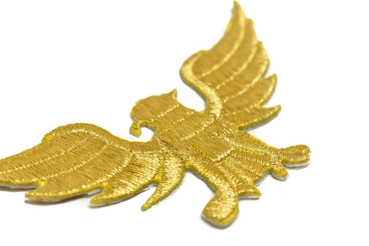 Embroidered Eagle Iron-On Patch Gold