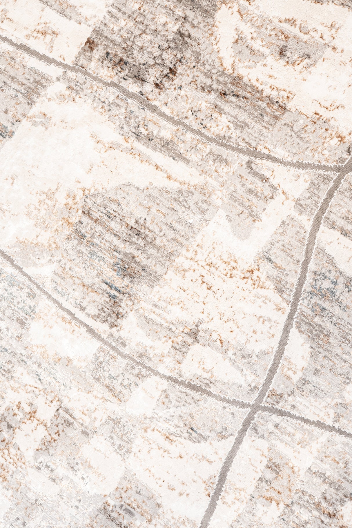 KAI 206 Polyester Fabric - Charcoal Abstract High-Low Texture, Cream And Bronze Accents (1 Rug Collection)