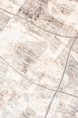 KAI 206 Polyester Fabric - Charcoal Abstract High-Low Texture, Cream And Bronze Accents (1 Rug Collection)
