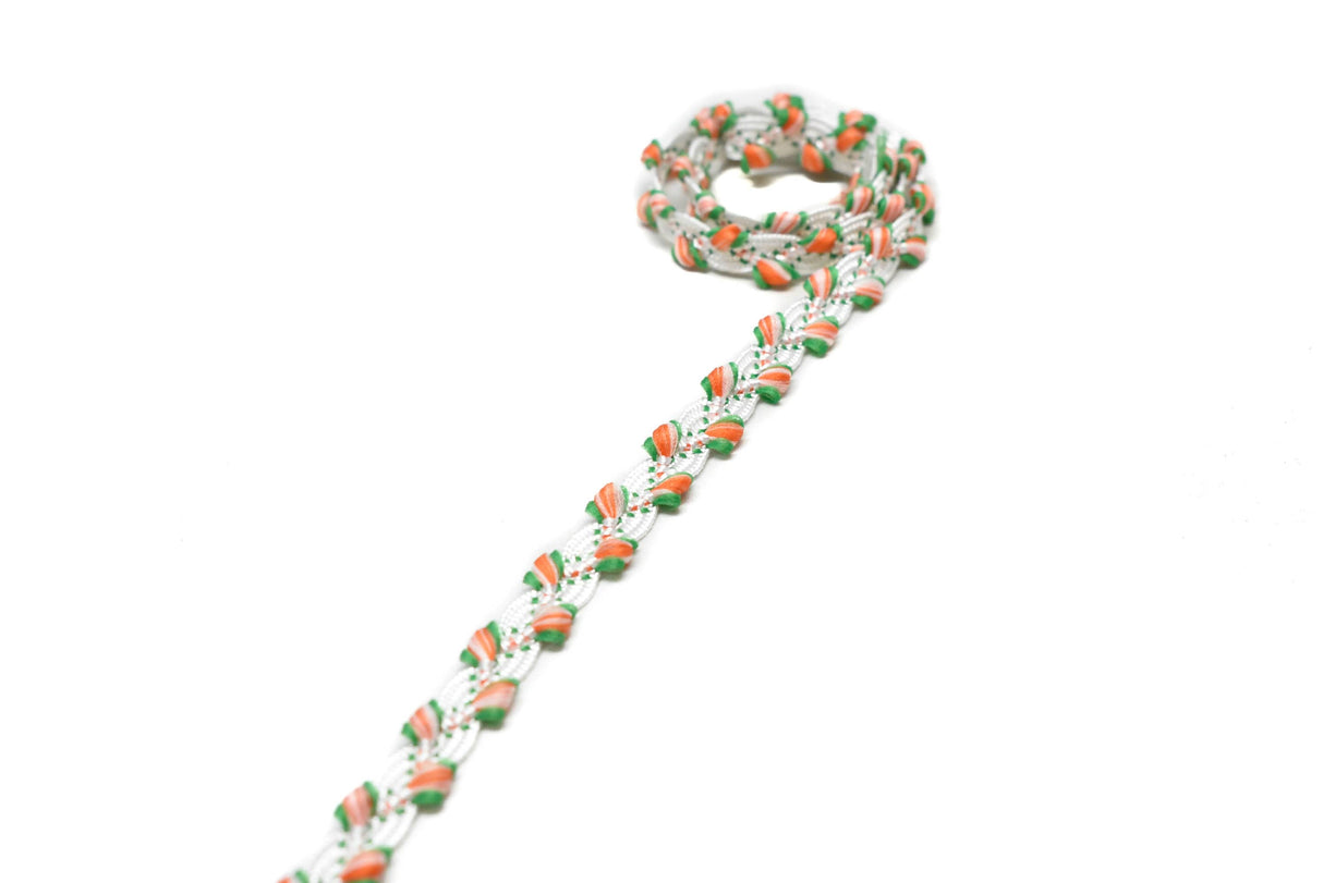 Floral Gimp Trim 0.38" White Tape