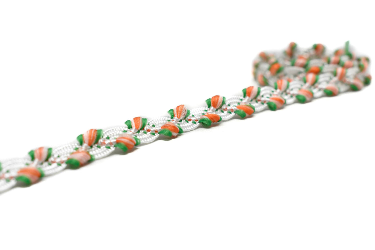 Floral Gimp Trim 0.38" White Tape