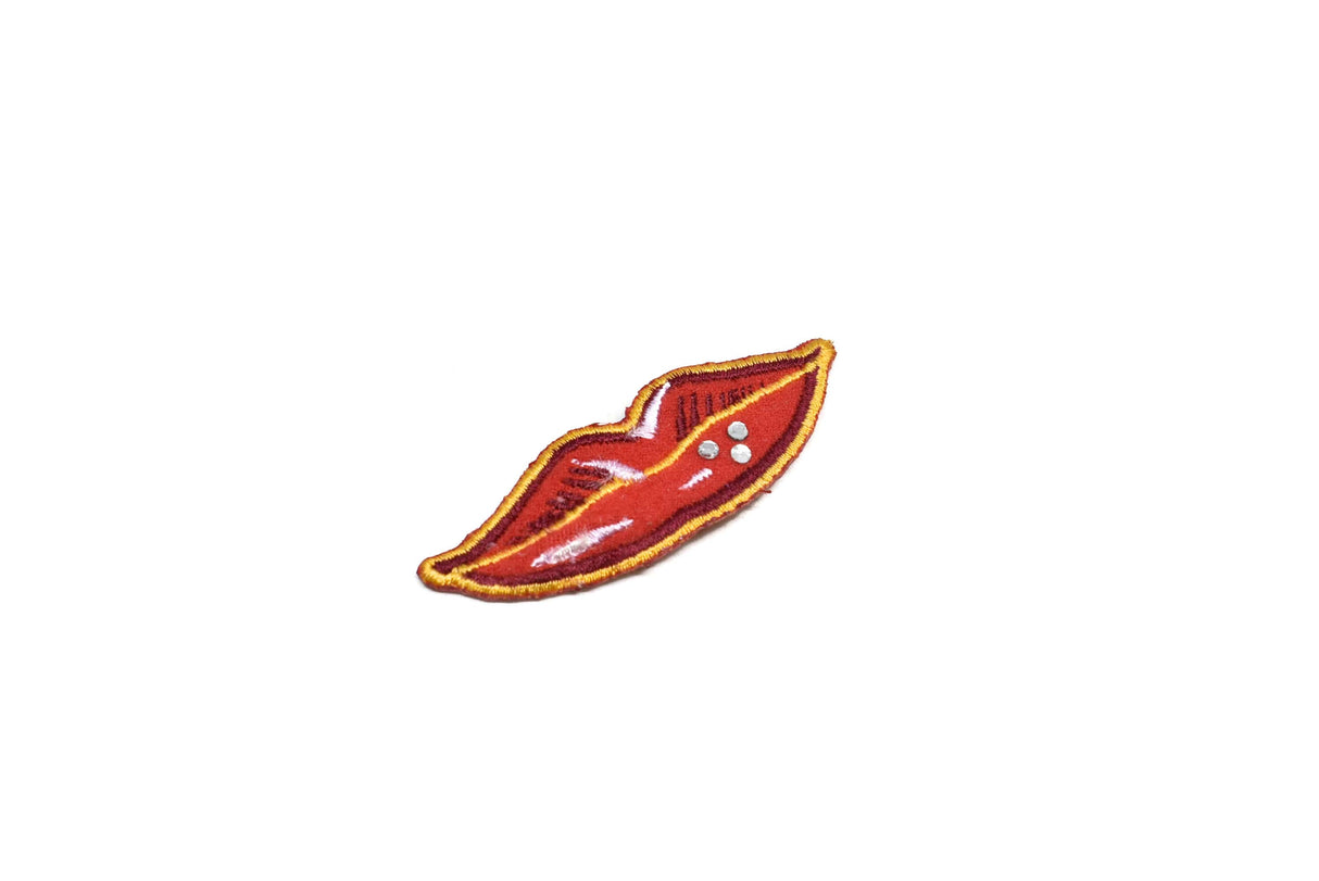 Iron-On Rhinestone Red Lips Patch