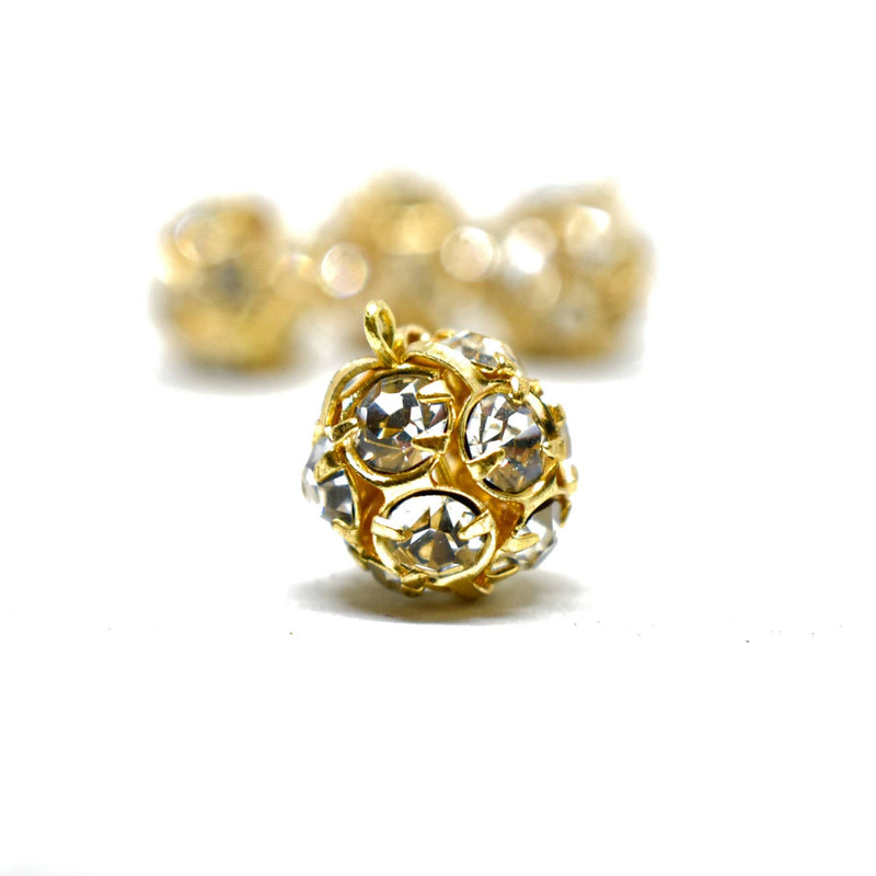 Rhinestone Button Gold 0.25"