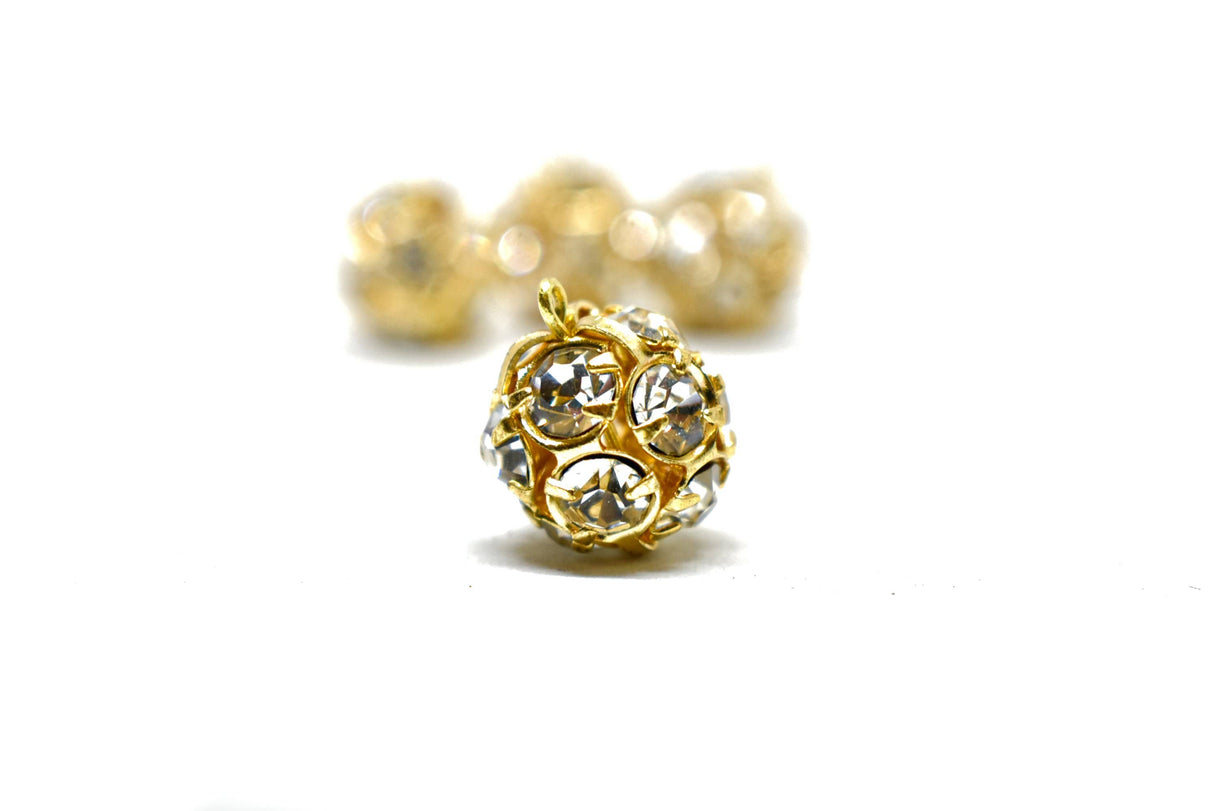 Rhinestone Button Gold 0.25"