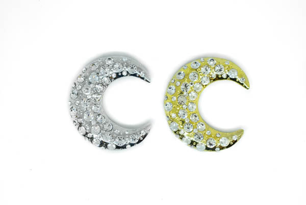Rhinestone Brooch Crescent Moon 2"