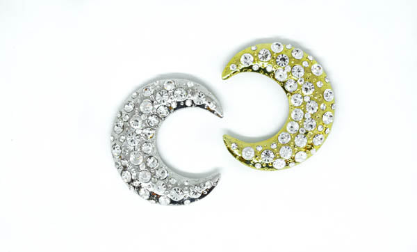 Rhinestone Brooch Crescent Moon 2"