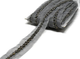 Beaded Sequins Organza Trim 1.50"