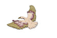 Embroidered Bird Iron-On Patch Pink Gold