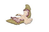 Embroidered Bird Iron-On Patch Pink Gold