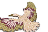 Embroidered Bird Iron-On Patch Pink Gold