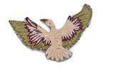 Embroidered Bird Iron-On Patch Pink Gold