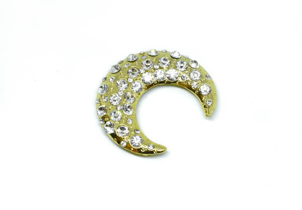 Rhinestone Brooch Crescent Moon 2"