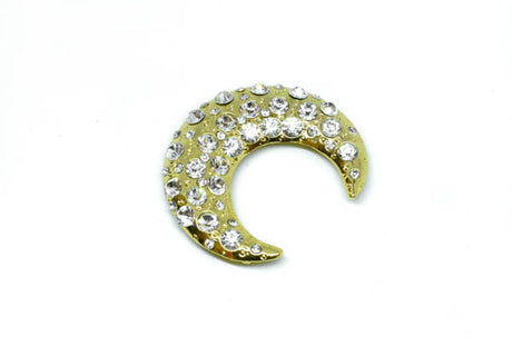 Rhinestone Brooch Crescent Moon 2"