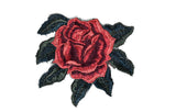 Embroidered Rose Applique 4" x 3.5"