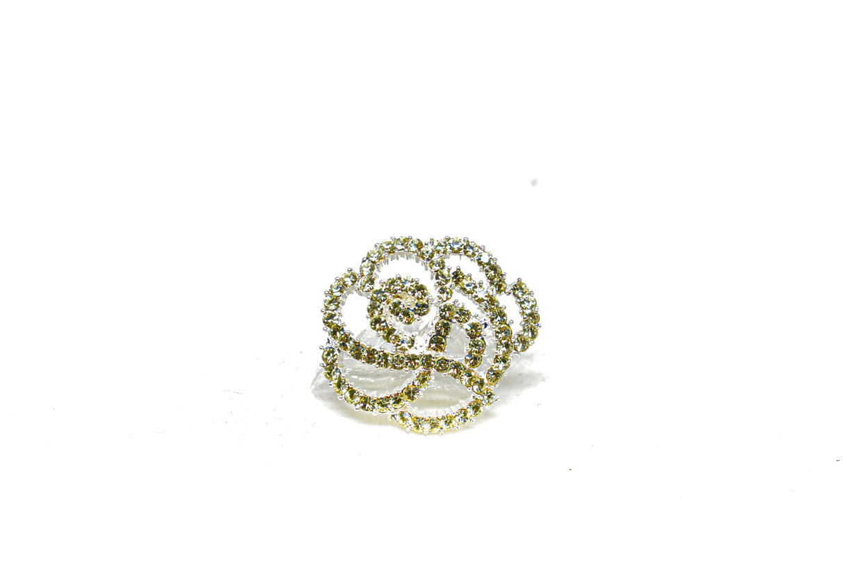 Rhinestone Rose Button 1 Inch