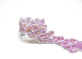 Floral Sequins Beaded Trim Pink 1.50"