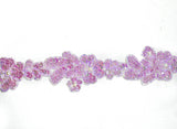 Floral Sequins Beaded Trim Pink 1.50"