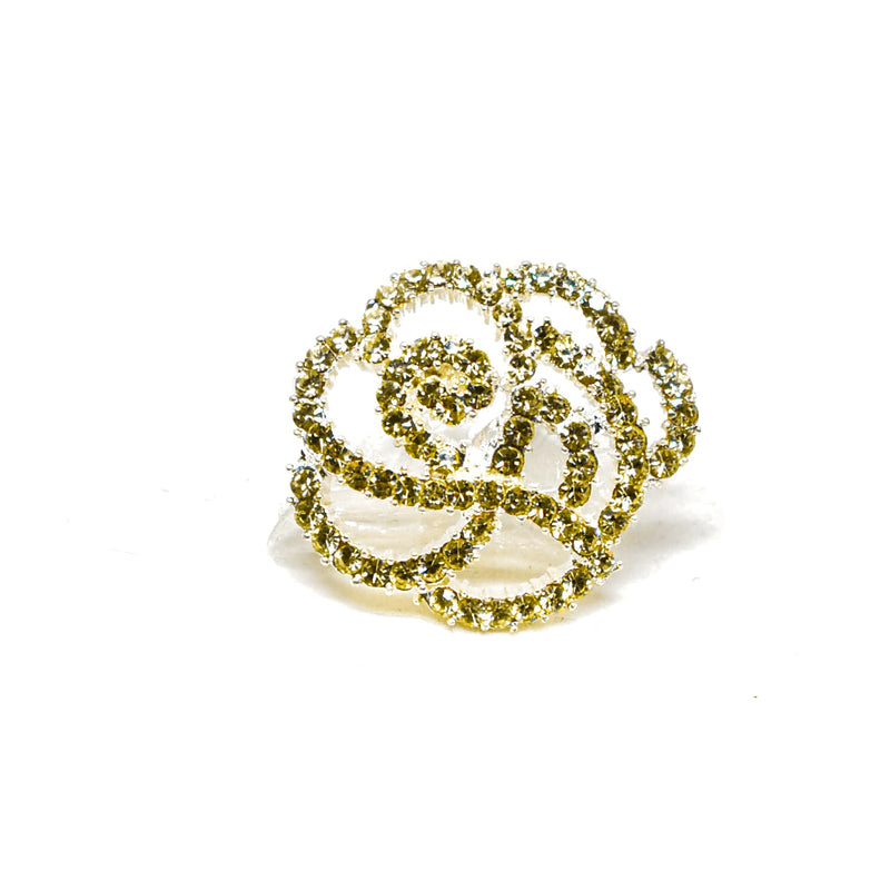Rhinestone Rose Button 1 Inch