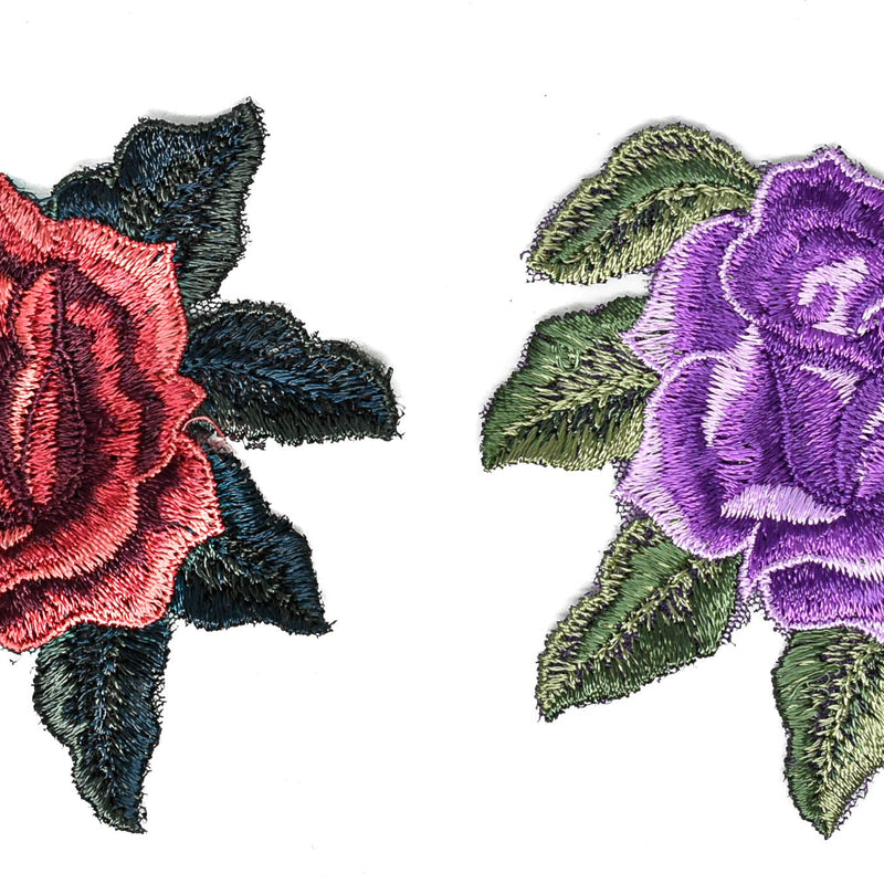 Embroidered Rose Applique 4" x 3.5"