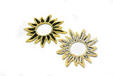 Embroidered Applique Gold Black Sun 2.75"