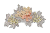 Embroidered Applique Floral Beaded Organza