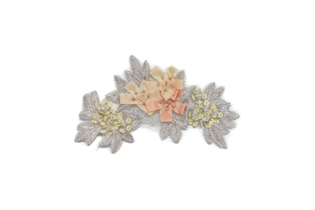 Embroidered Applique Floral Beaded Organza