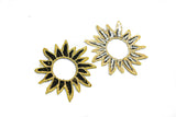 Embroidered Applique Gold Black Sun 2.75"