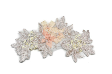 Embroidered Applique Floral Beaded Organza