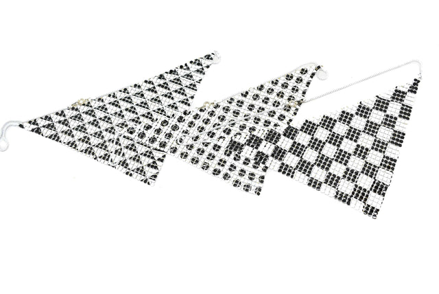 Metal Mesh Connector Checkered Black White