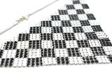 Metal Mesh Connector Checkered Black White
