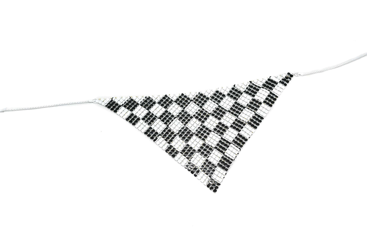 Metal Mesh Connector Checkered Black White