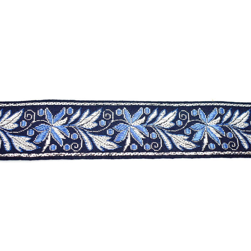 Jacquard Ribbon Blue Floral 1.25"