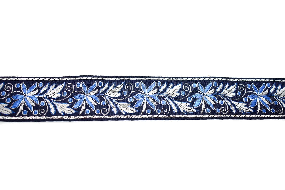 Jacquard Ribbon Blue Floral 1.25"