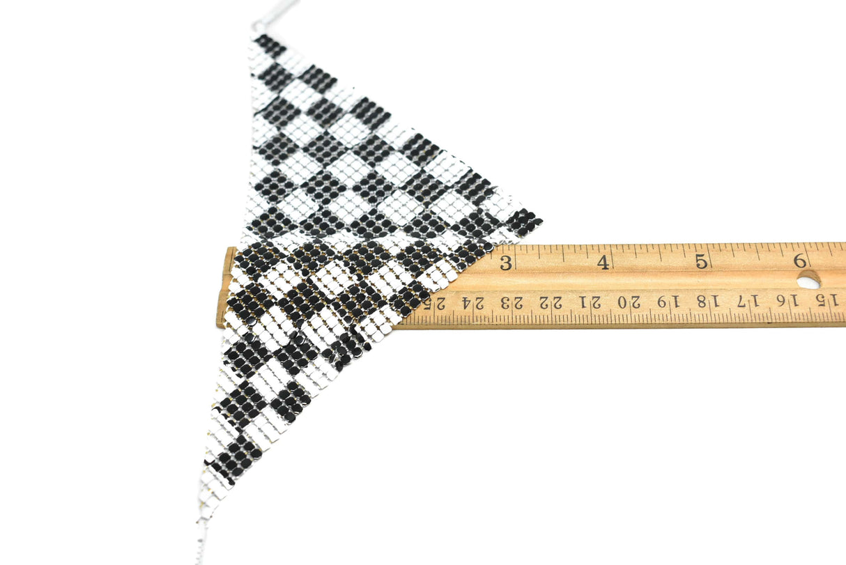 Metal Mesh Connector Checkered Black White