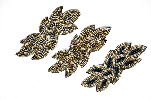 Leaf Rhinestone Beaded Applique