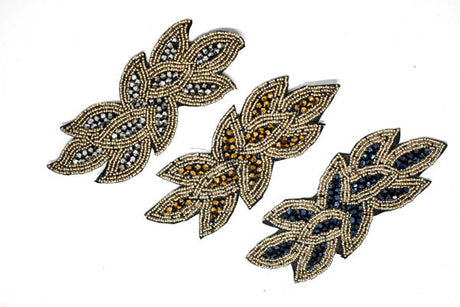 Leaf Rhinestone Beaded Applique