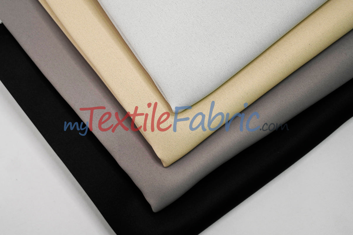 Fire Retardant Blackout Drapery Lining Polyester Fabric - Dim-Out Blackout, 58" Wide, 230 GSM, White, Champagne, Silver, Black (1 Yard)