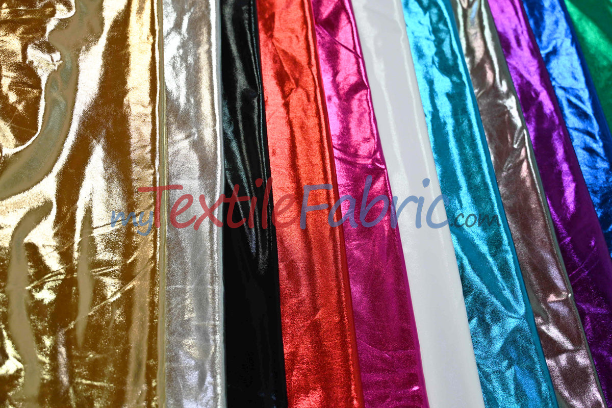 Metallic Foil Spandex Lame Spandex Fabric - All Over Foil, 60" Width (1 Yard)