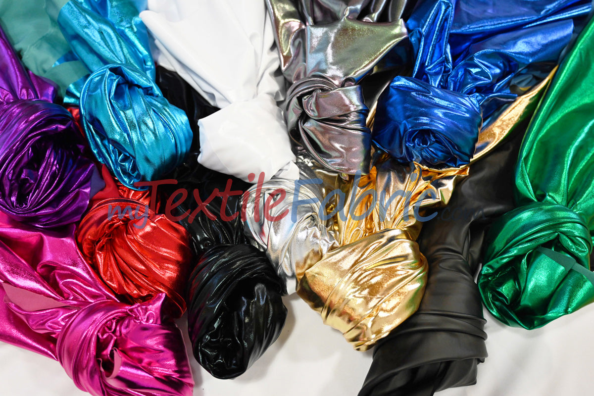 Metallic Foil Spandex Lame Spandex Fabric - All Over Foil, 60" Width (1 Yard)