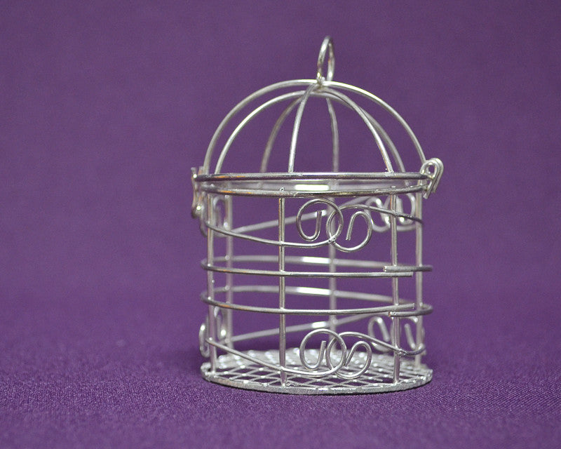 Mini Silver Decorative Bird Cages 3 Inch Pack of 12 Wedding Decor