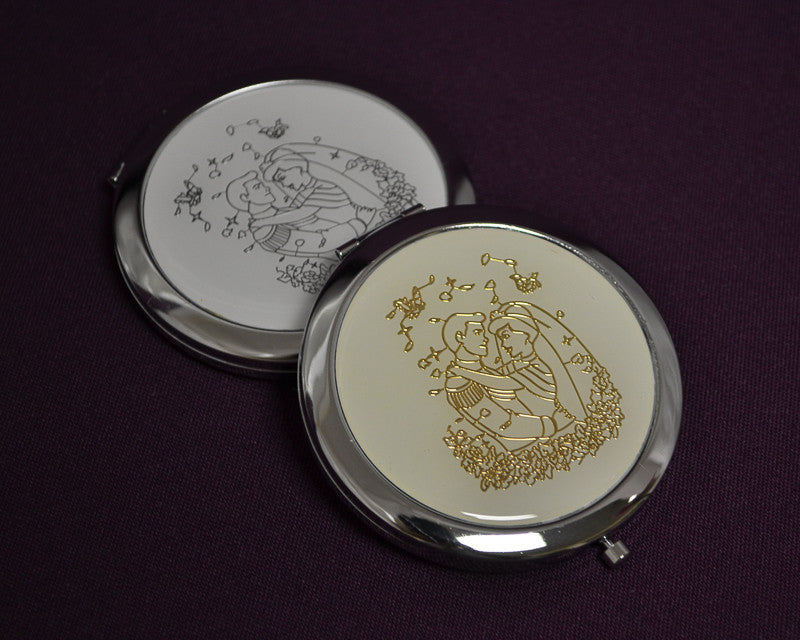 Silver Wedding Compact Mirror 12 Compact Hand Mirrors