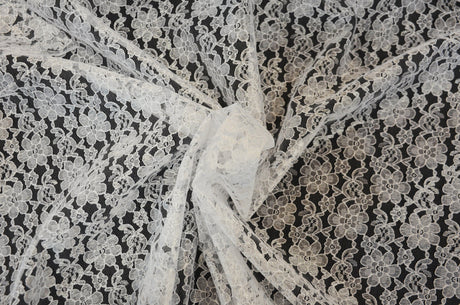 Raschel Lace Polyester Fabric - Floral Sheer Lace, 58/60" Width (1 Yard)