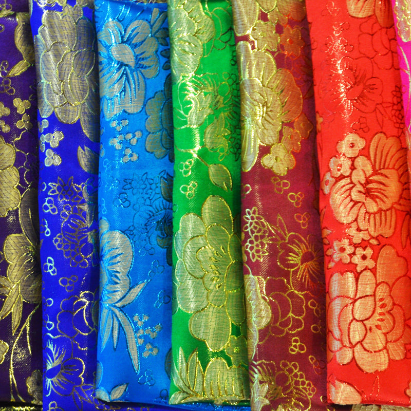Oriental Metallic Flower Brocade Metallic Brocade Fabric - Metallic Flower, 58" Width (1 Yard)