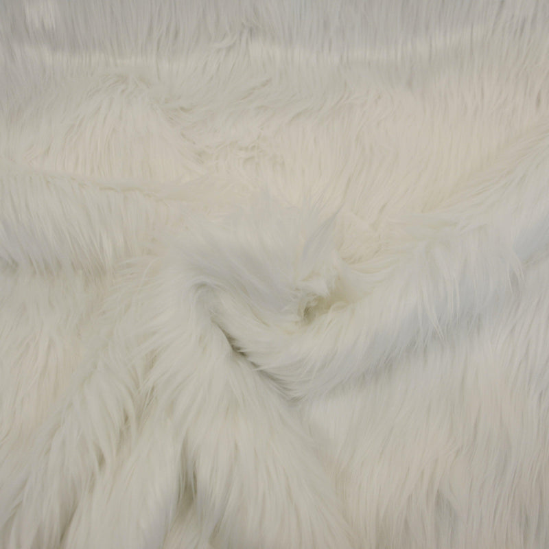 White Faux Fur 2" Pile Acrylic Polyester Fabric - White Solid, 58/60" Width (Yards)