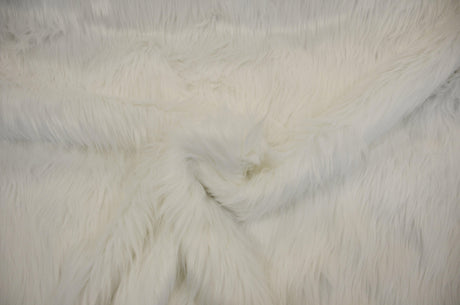 White Faux Fur 2" Pile Acrylic Polyester Fabric - White Solid, 58/60" Width (Yards)