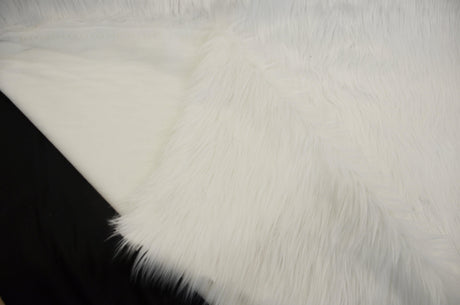 White Faux Fur 2" Pile Acrylic Polyester Fabric - White Solid, 58/60" Width (Yards)