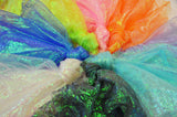Crush Iridescent Pearl Organza Polyester Fabric - Sheer Crushed Holographic, 38/40" Width (1 Yard)