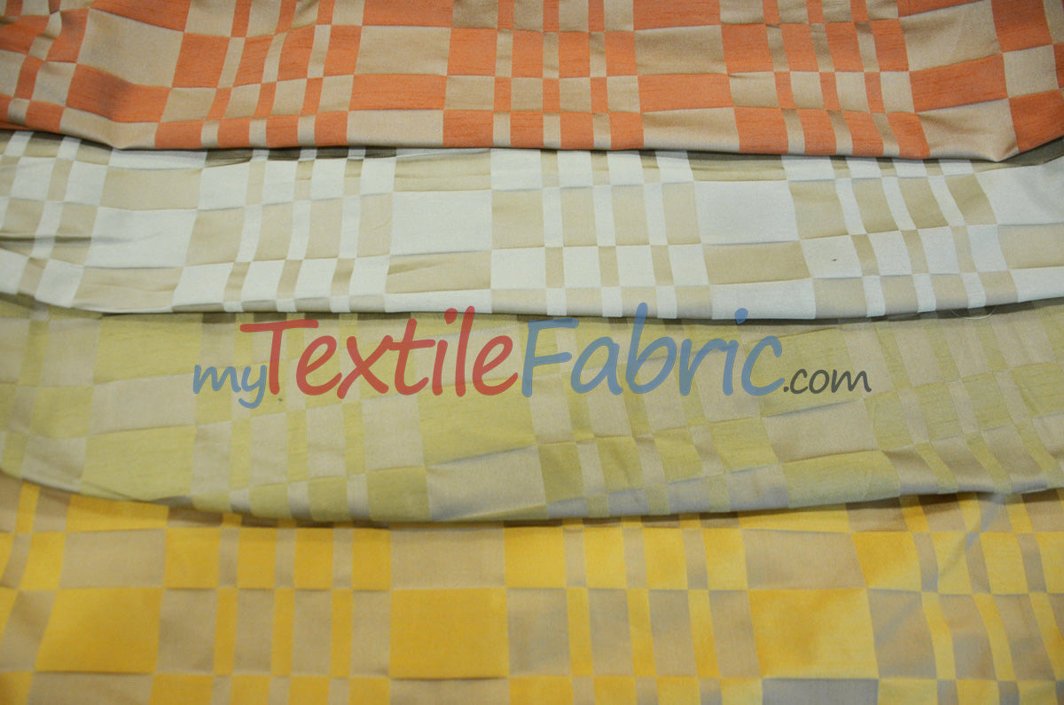 Faux Dupioni Polyester Fabric - Plaid, 54" Width (By The Yard)