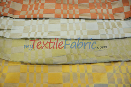 Faux Dupioni Polyester Fabric - Plaid, 54" Width (By The Yard)